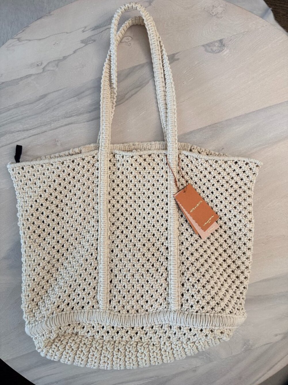 Vanessa Bruno Cabas L Bag in Ecru Macrame $285